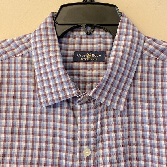 🌞Club Room Regular fit 💯cotton plaid dress men’s dress shirt l/s 17.5(36/37) - Picture 5 of 11